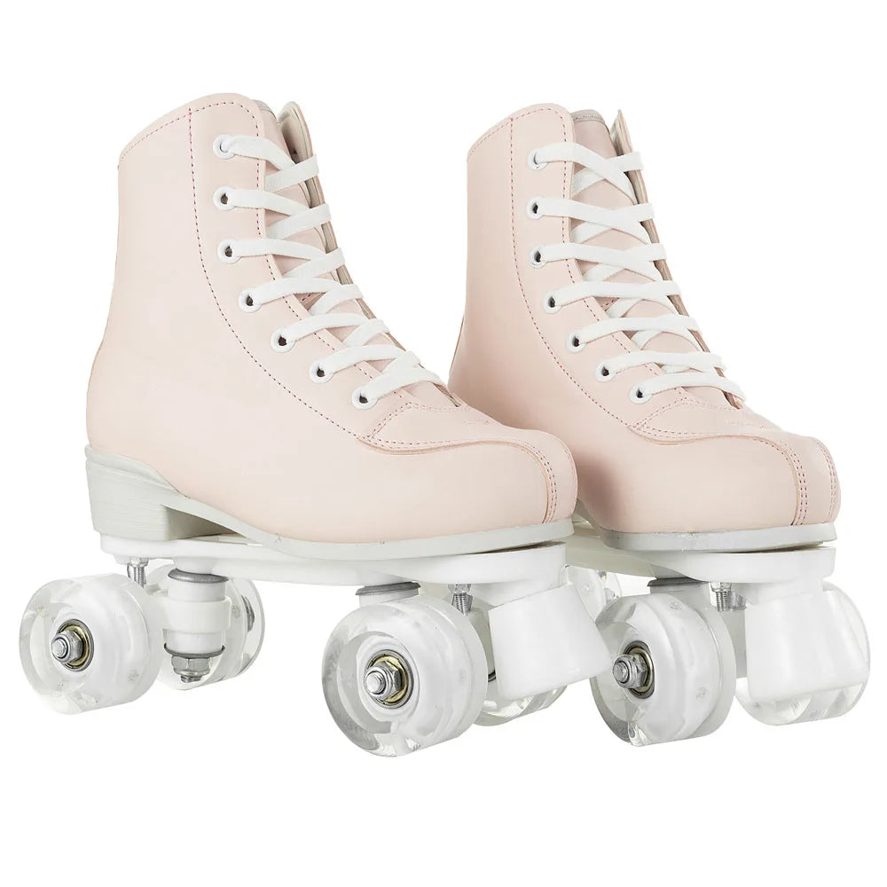 2025 Flashing Roller Skates PU Leather Roller Skates Double Row Quad Skate Shoes Adult Outdoor Indoor Skating Training Sneakers