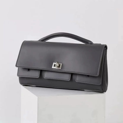 Genuine leather handbag 2025 new niche design lock small square bag vintage motorcycle style cowhide one-shoulder crossbody bag