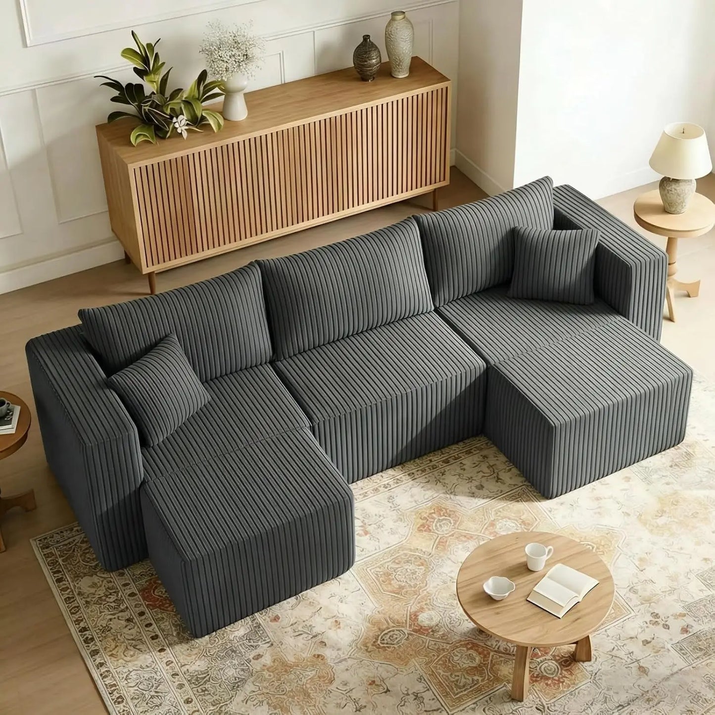 94" Modular Sectional Sofa, Comfy U-Shaped Boneless Couch, Sectional Couches for Living Room, High-Density Foam, Customized