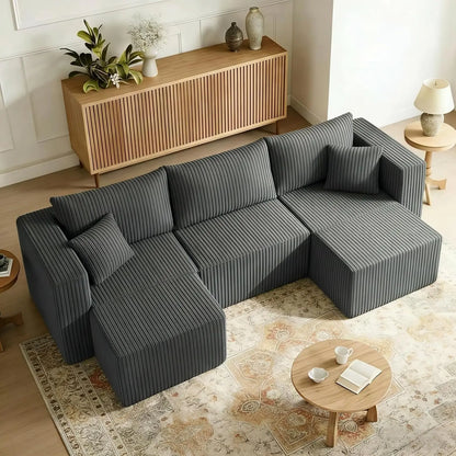 94" Modular Sectional Sofa, Comfy U-Shaped Boneless Couch, Sectional Couches for Living Room, High-Density Foam, Customized