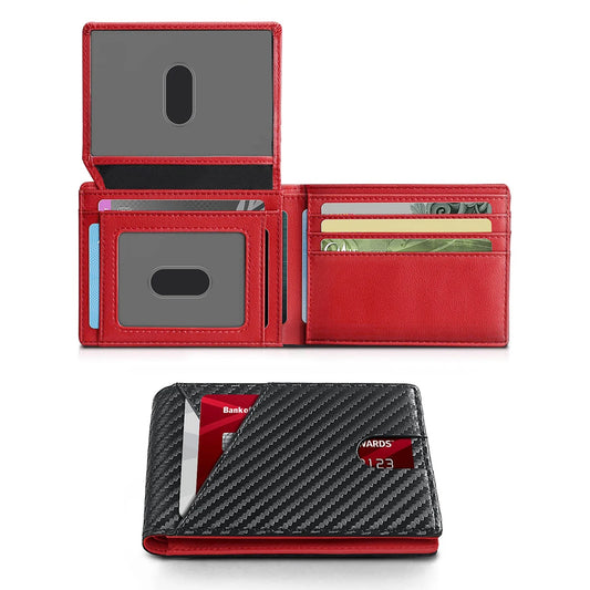 RFID Carbon Fiber Ultra-thin Trifold Wallet Simple Front Pocket Design Wallet Multi-function Portable 8 Card Slots Men's Wallet