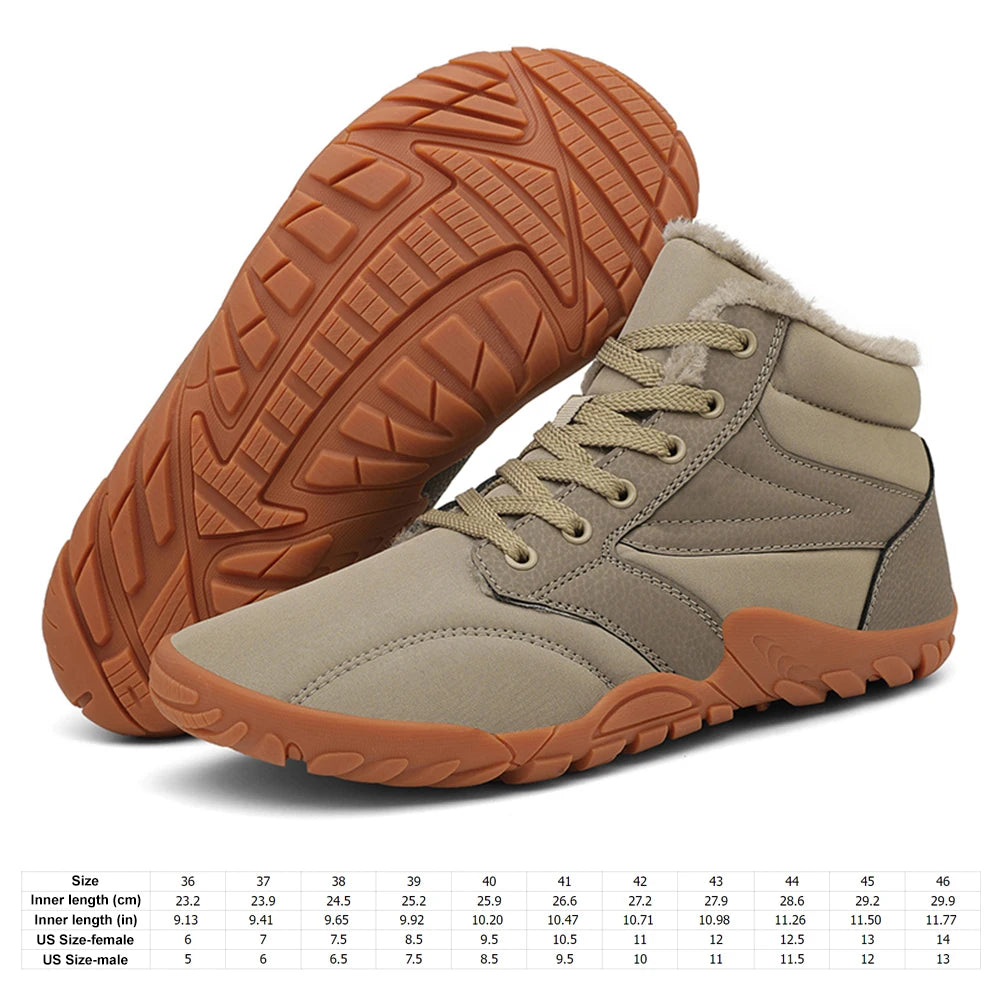 Winter Snow Boots Cold-Proof Trekking Shoes Waterproof Wide Toe Box Ankle Booties Lightweight Walking Boots for Outdoor Travel