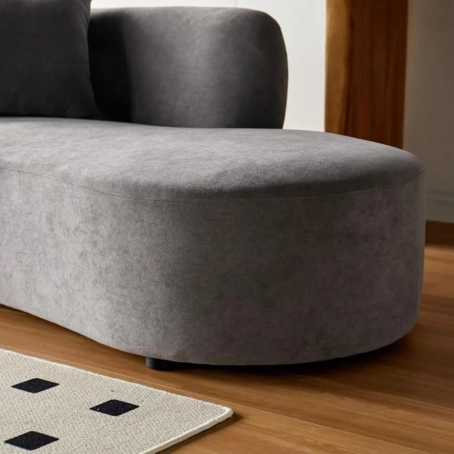 Curved Sofa with Throw Pillows, 4 Seater Luxury Velvet Couch with Half Moon Design and HighDensity Foam, Ideal for Modern Livin