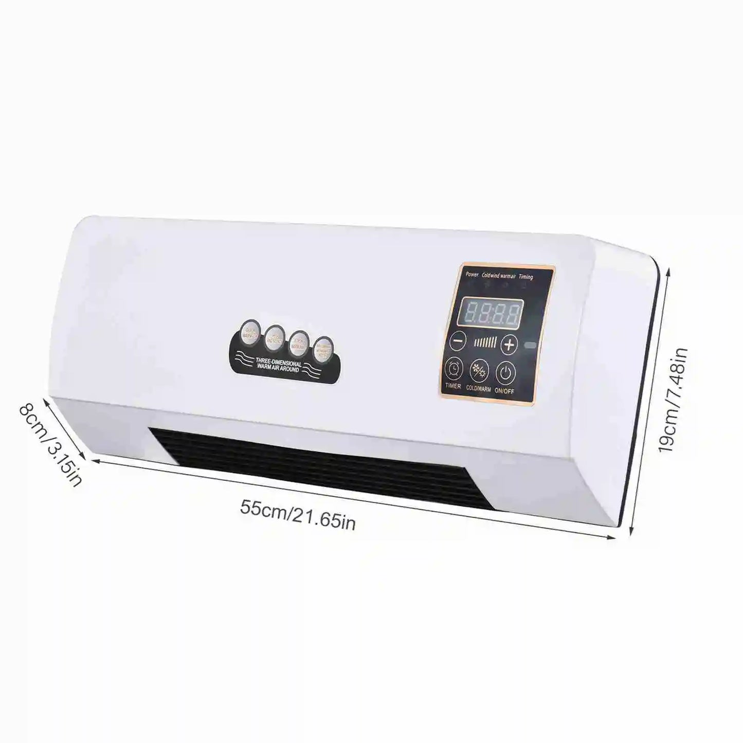 Air Conditioning Heater Fan Combo 2 in 1 Heating Nature Wind Timing Digital Display Wall Mounted Space Heater for Home Office
