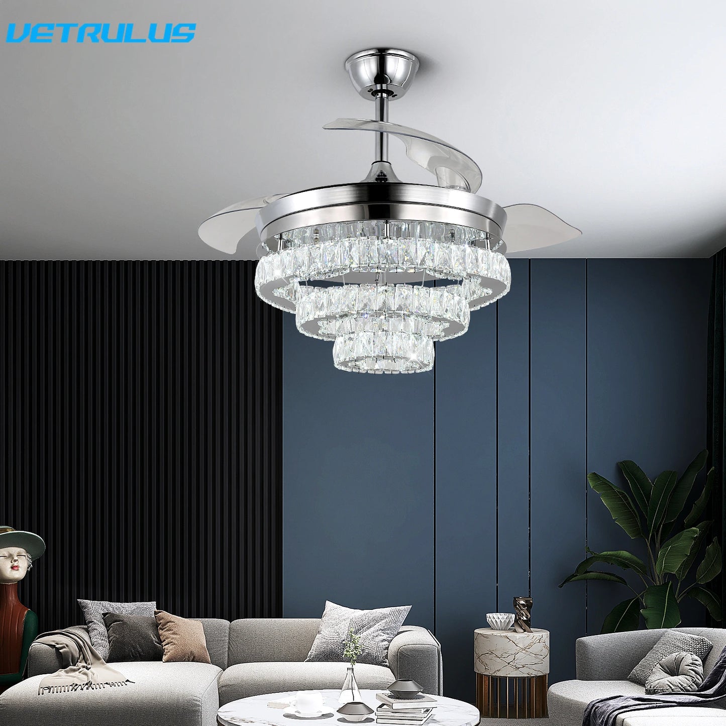 Modern Ceiling Fan Led Light Remote Control Living Dining Room Ceiling Fan Lamp Chandelier Indoor Decor Fixture BLDC Intelligent