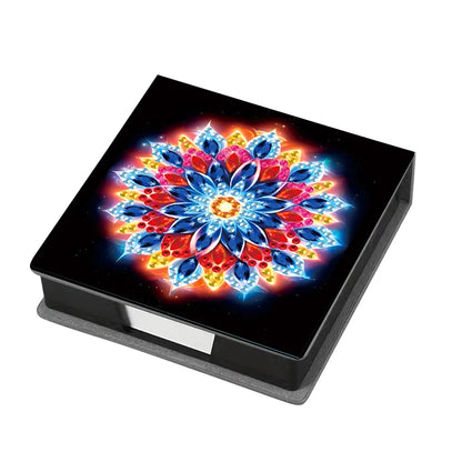 Flowers Leather Diamond Painting Notecard Box Gem Art Sticky Note Holder Gem Painting Memo Pad Holder Mosaic Kit for Home Office