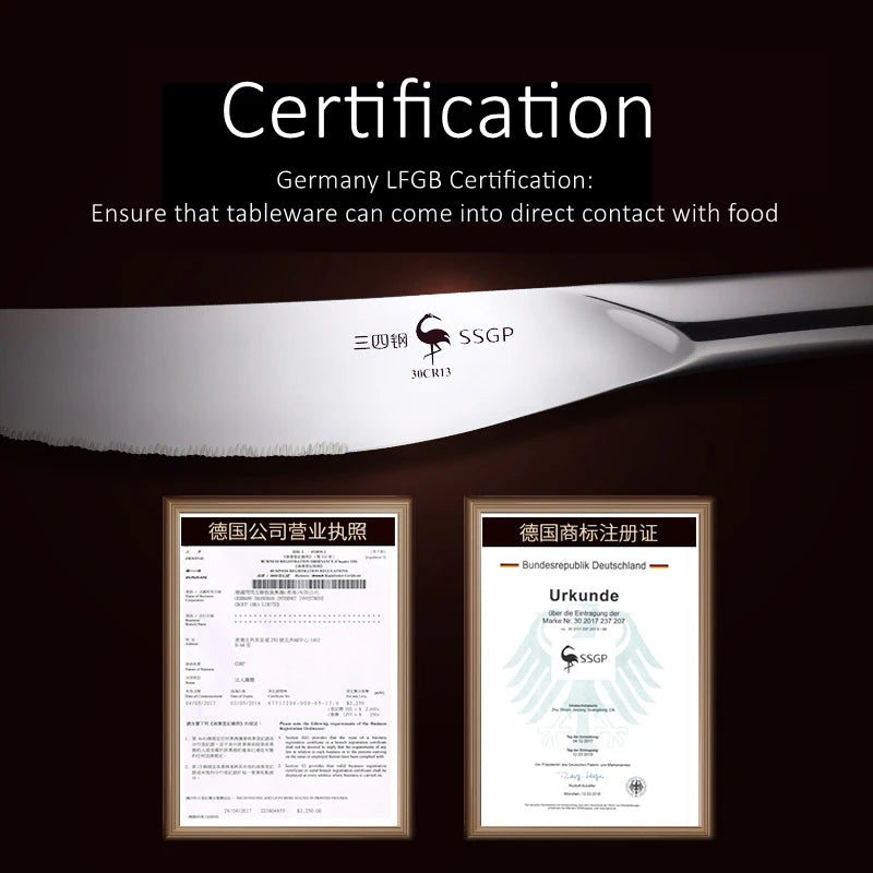 LFGB Certificate 316 Stainless Steel Steak Cutlery 4 Pcs Knives and Spoon and Fork Set Family Gift Classical Flatware Tableware