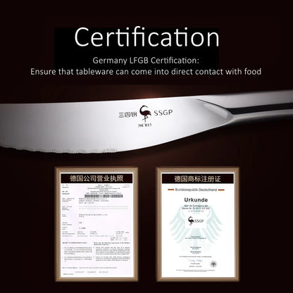 LFGB Certificate 316 Stainless Steel Steak Cutlery 4 Pcs Knives and Spoon and Fork Set Family Gift Classical Flatware Tableware