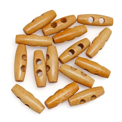 15 PCS/Lot 30mm Wooden Toggle 2 Holes Coat Buttons For Clothing Sewing Crafting DIY Coat Jacket Blazer Sewing Accessory Buttons