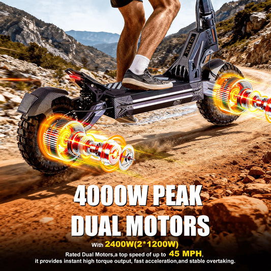 EOEOTWO K2MAX Electric Scooter 45Mph 4000W Peak Dual Motor 40Mile Range EScooter Adults Dual Suspension Fast Charging Scooter