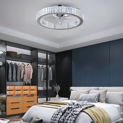 VETRULUS Led Ceiling Fan Lamp With Remote Control Living Room Lighting Crystal Chandeliers Decoration Home Luxury Hanging Light