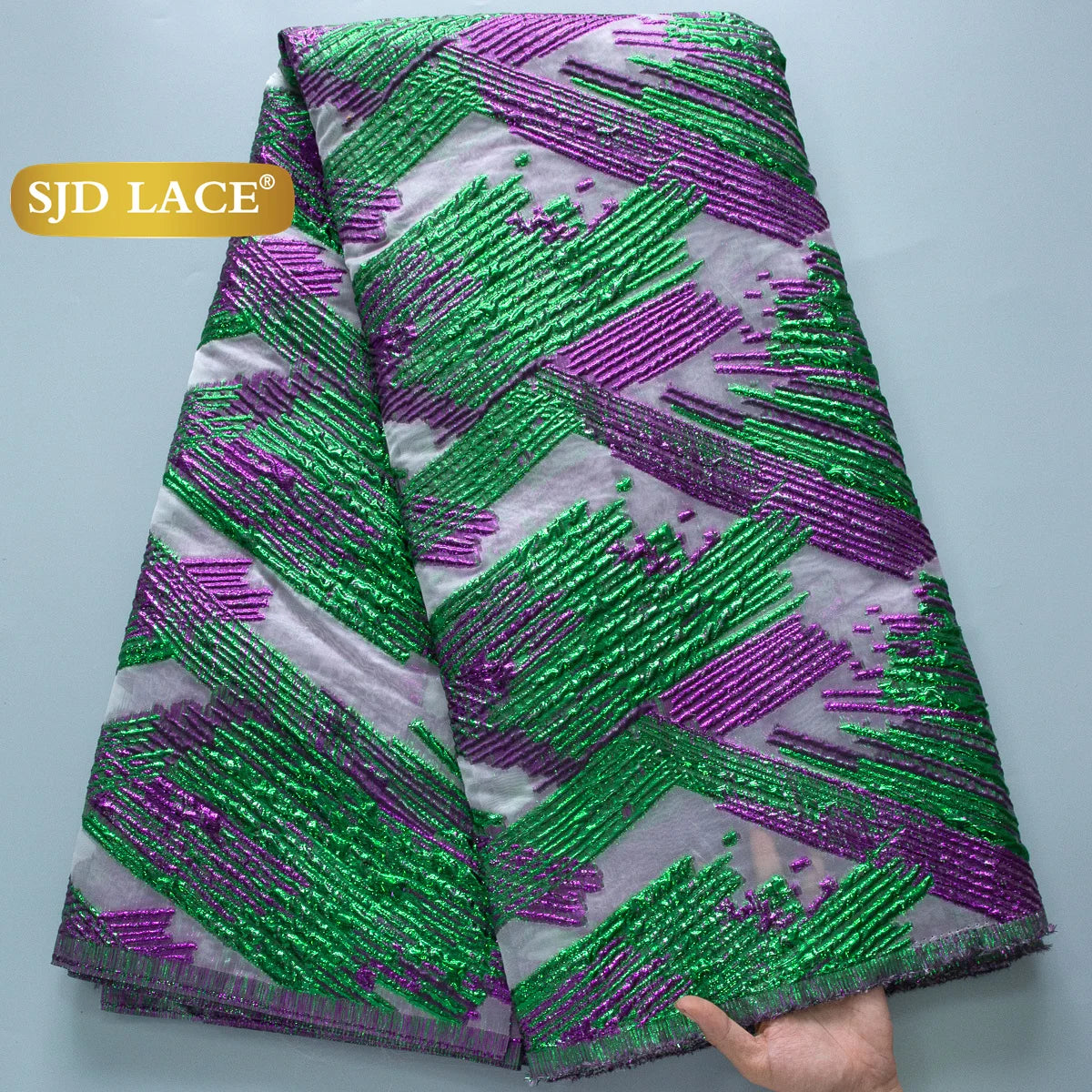SJD LACA African Brocade Lace Fabrics 2025 High Quality Tulle Damask Nigerian Jacquard French Lace For Sewing Women Dresses 3830