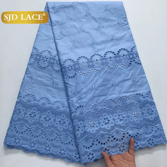 SJD LACE Swiss Voile Lace Fabrics Dubai African Cotton 5 Yards 2025 Latest African Nigerian Cotton Lace for Dresses Sew 4271