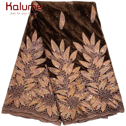 Kalume African Tulle Lace Fabric Sequins 2025 Nigerian Tulle Velvet Lace Fabric Tissue Fabric for Party Sew Cloth F3576