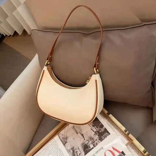 Fashionable Underarm Women's Shoulder Bag French High-End Sensation Trendy Bag Soft PU Leather Square Shape Internal Zipper Pock