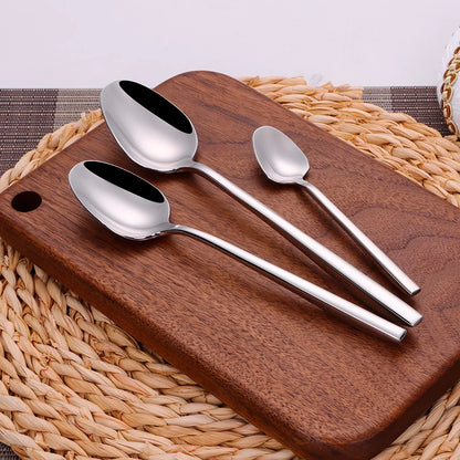 6/16/20/24/28Pcs Cutlery Set Stainless Steel 304 Tableware Mirror Sliver Dinner Set Western Knife Fork Spoon Elegant Flatware