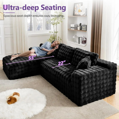 107’’ Boneless Slow-Rebound Memory Foam Couch, Cloud Sectional Couches for Living Room w/Upgraded Fabric, Deep Seat, Customized