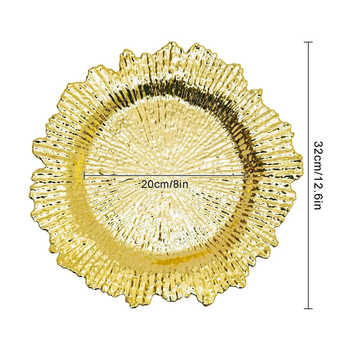 24Pcs Gold Chargers PP Plate Decoratio Table Setting Restaurant Round Salad Reef Plate Pad for Wedding Christmas Dinner Decor