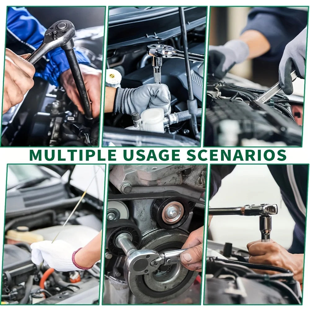 216pcs Impact Socket Set,1/2,1/4,3/8 Inch Drive Ratchet Wrench Set,72 Tooth Ratchet wrench,CR-V, Automobile Maintenance Tools