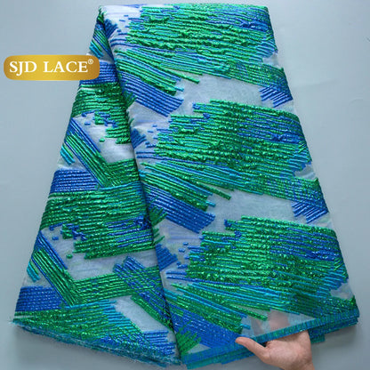 SJD LACA African Brocade Lace Fabrics 2025 High Quality Tulle Damask Nigerian Jacquard French Lace For Sewing Women Dresses 3830