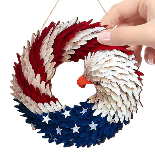 American Flag Eagle Wreath Decorative 4th of July Hanging Door Sign Patriotic Door Hanger for Wall Front Door Farmhouse