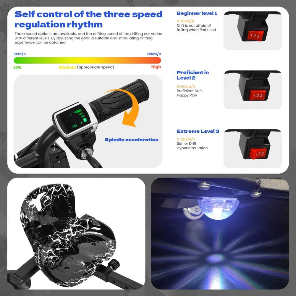 Drift Trike, Kid Ride on Tricycles, Big Wheel Drifting Tricycle for Ages 8+, Ride-On Kids Tricycle with Adjustable Seat