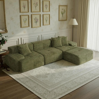 117" Modular Sectional Sofa Couch, Chenille Upholstered Boneless Couch, Oversized L-Shaped Cloud Sectional Couch, Customized
