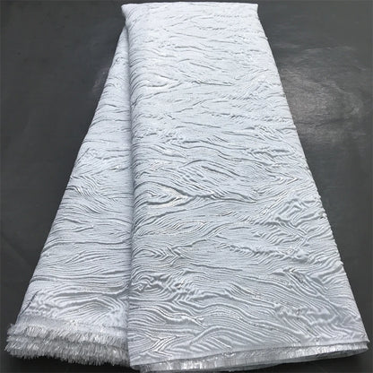 White Luxury African Jacqurad Lace Fabric 2025 Newest Nigerian Brocade Lace Fabric for Evening Prom Luxury Women Dresses Sewing