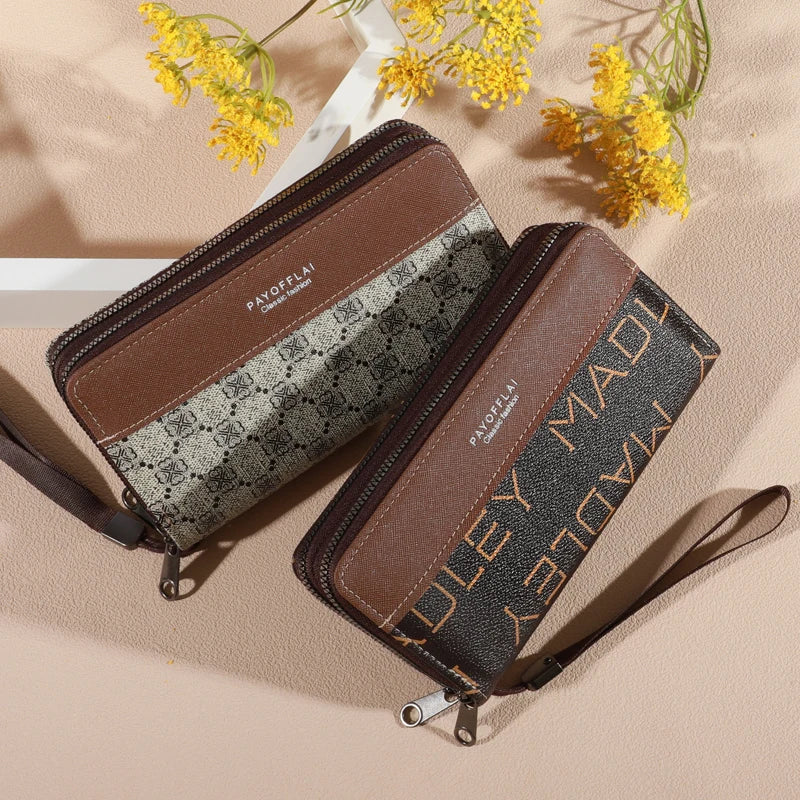 1pc Classic Men's Faux Leather Wallet, Double Layer with Snap Closure, Zippered Card Holder & Photo Compartment, Color blocking