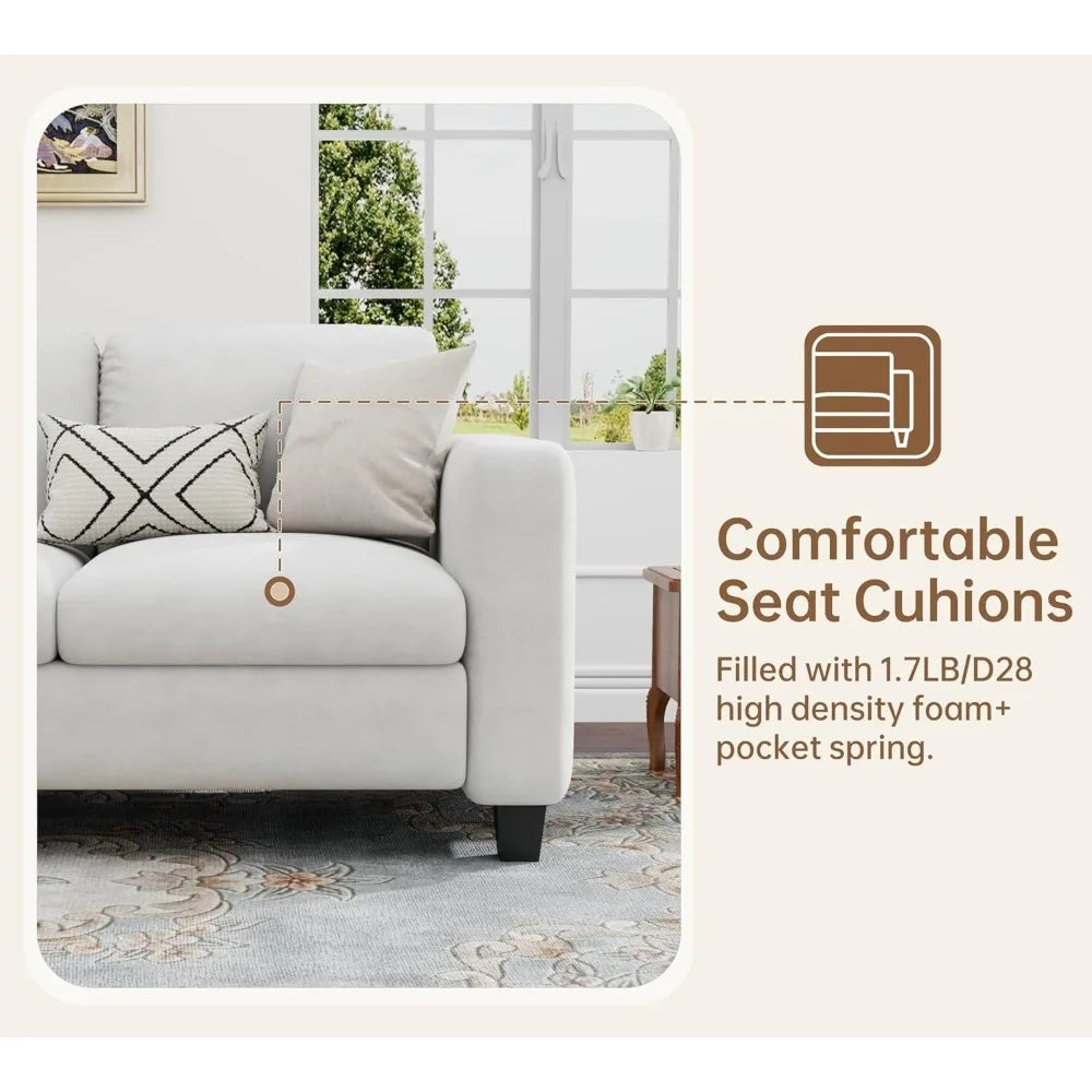 Sectional Couches for Living Room - Convertible L Shaped Couch with Storage Ottoman-Modern Linen Sofa 3 Seater, Customized