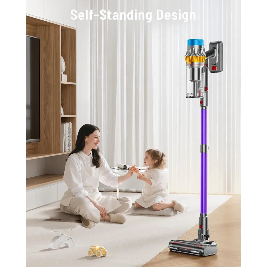 Cordless Vacuum Cleaner 60KPA 75Min 650W Motor Powerful Vacuum Cleaners for Home Self-Stand Cordless Stick Vacuum Rechargeable
