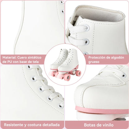 Roller Skates Shoes Adult Outdoor Sneakers Size 35-40 PU Leather Roller Skates Skating Shoes Training 4 Wheels Quad Sneakers