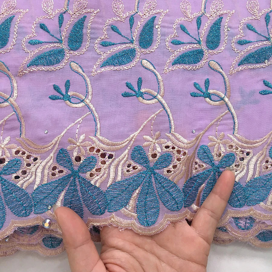 SJD LACE African Nigerian Cotton Lace Fabrics 5Yards 2025 High Quality Embroidery Swiss Voile Lace for Women Party Dresses 4370