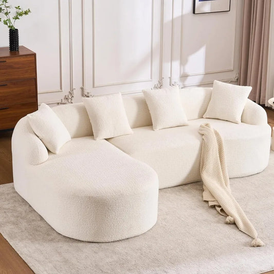 Oversized Sectional Sofa with Chaise for Living Room, 99" Modern Luxury Chenille 4-Seater Sofa Extra Wide Seat L-Shape Curved