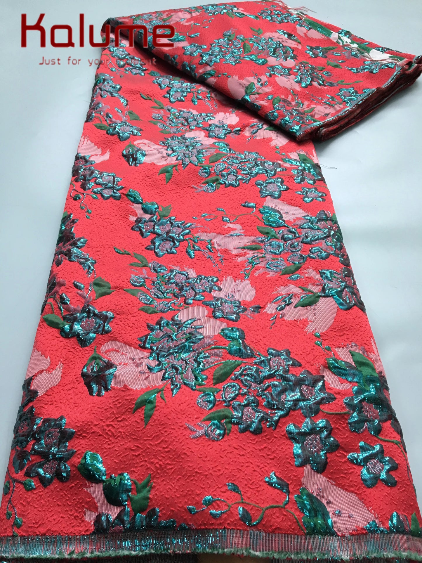 Kalume 2025 African Gilding Jacquard Fabric High Quality Brocade Lace Fabric Ship From U.S. for Sewing Party Women Dress F4406