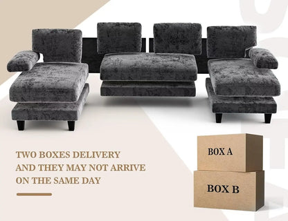 U Shaped Sectional Couches for Living Room, 111 Inch Modular Sofa with Double Chaise, Large Lounge Couch for, Customized