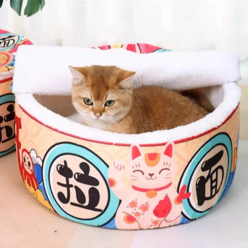 New Pet Dog Cat House Kennel Super Large Instant Noodle Warm Dog Cat Nest Beds Cushion Cup Cozy Nest