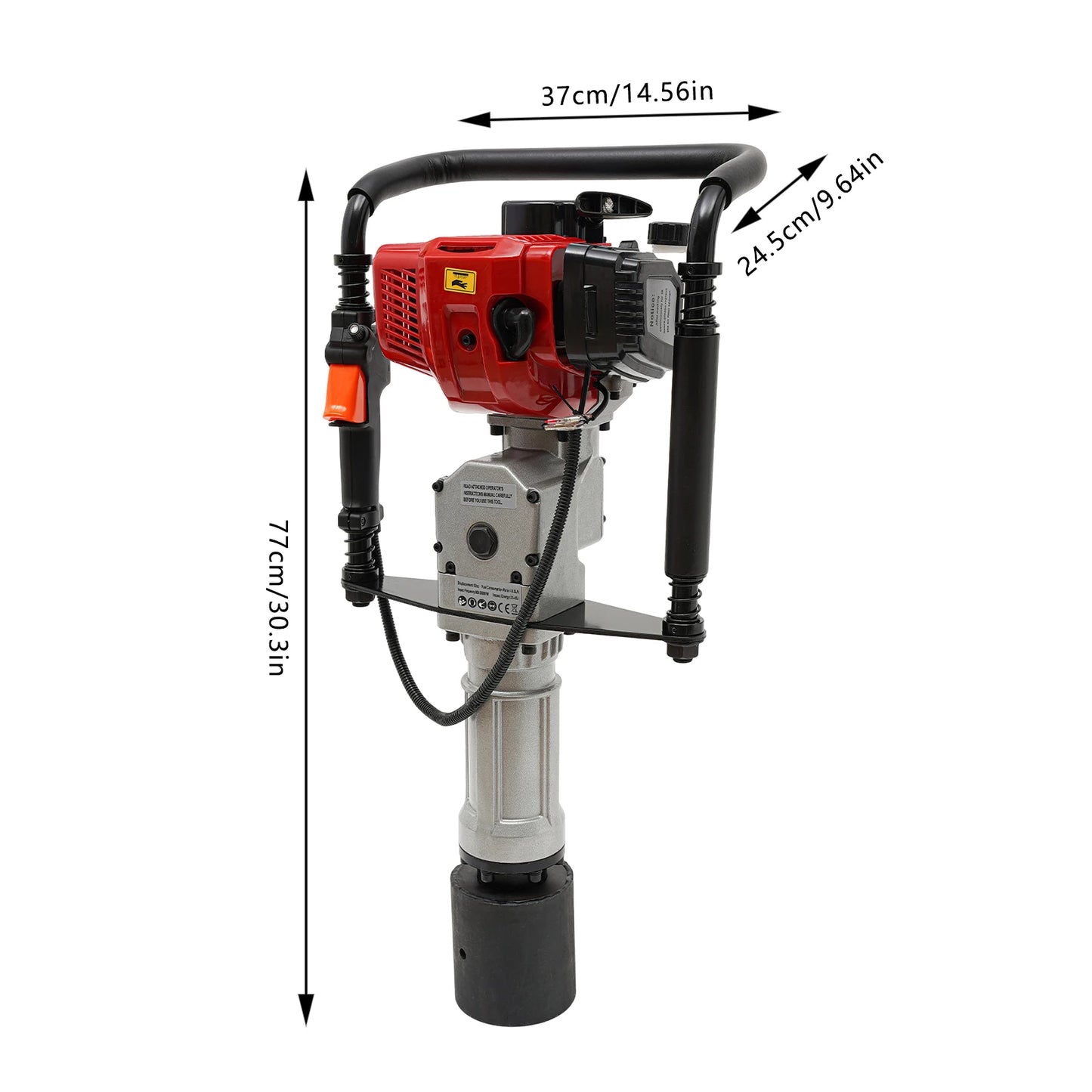 52CC Jack Hammer 2-Stroke 1900W Gas Powered Demolition Concrete Breaker Punch Drill w/Low Noise & High Impact for Chipping