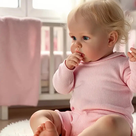 24inch Ellie Reborn Toddler Girl Rooted Blond Hair High Quality Hand Painted Doll Soft Cloth Body 3D Skin