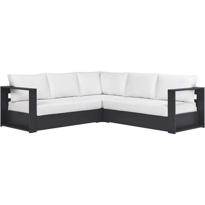 Aluminum 3-Piece Outdoor Patio Furniture Gray White, Modular Sectional Sofa Set with Weather-Resistant Cushions