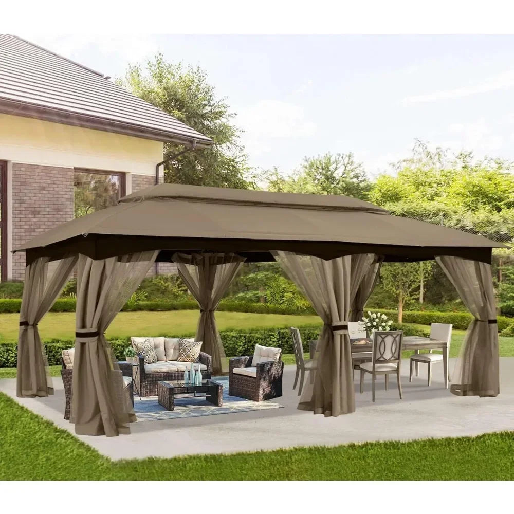10x20 Outdoor Gazebo - Patio Gazebo with Mosquito Netting, Outdoor Canopies for Shade and Rain for Lawn, Garden, Backyard & Dec