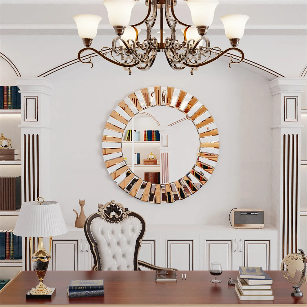 XL Enthusiasm Decor Mirror Wall Accent Mirror 60/80cm Round for Entrance Hallway Bathroom