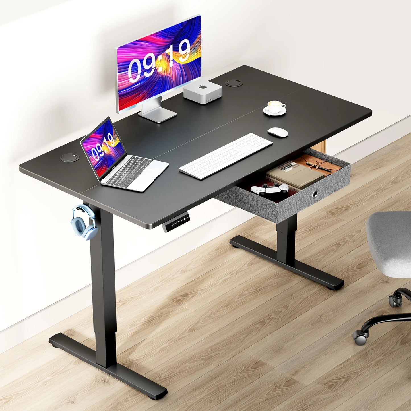 JHK Electric Standing Desk Height Adjustable 55x24 Inch Computer Desk Workstation Ergonomic Work Table for Home Office