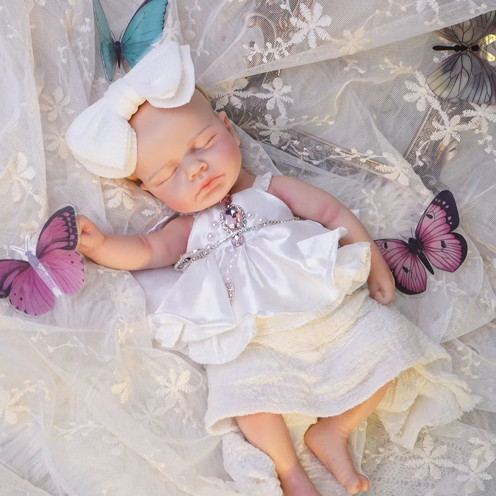 30cm Realistic Silicone Reborn Baby Doll Sleeping Girl with Pacifier Hand Painted Details for Birthday Gifts Educational Accesso