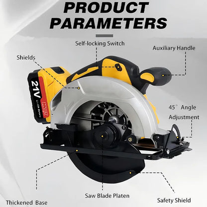 Cordless circular saw compatible with DEWALT 20V MAX battery, 2 blades, suitable for woodworking, stone and plastic, tools, batt