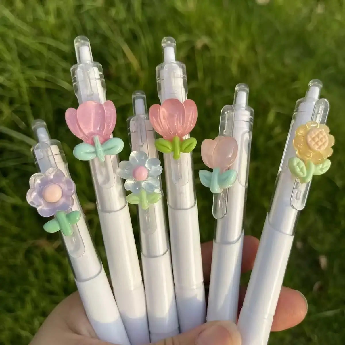 5pcs Flower Pens Ballpoint Pens Flower-Birthday Writing Pens Student Stationery Office Party Gifts, Fine Writing
