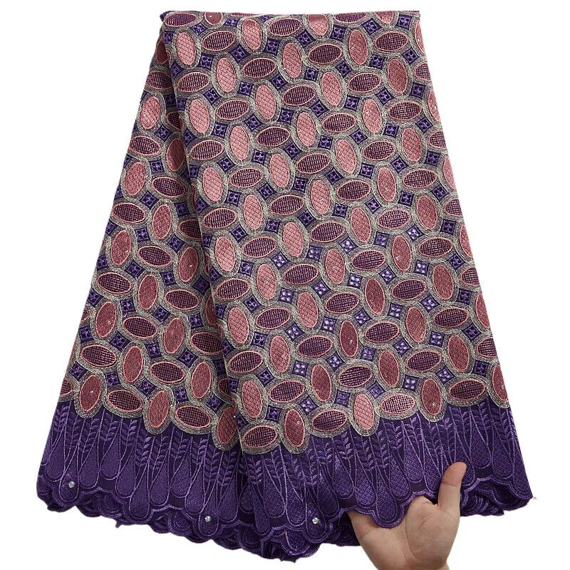 2025 Nigerian Embroidered Cotton Lace Fabric High Quality 5 Yards African Lace Fabric Swiss Voile Lace Wedding Dress for Women