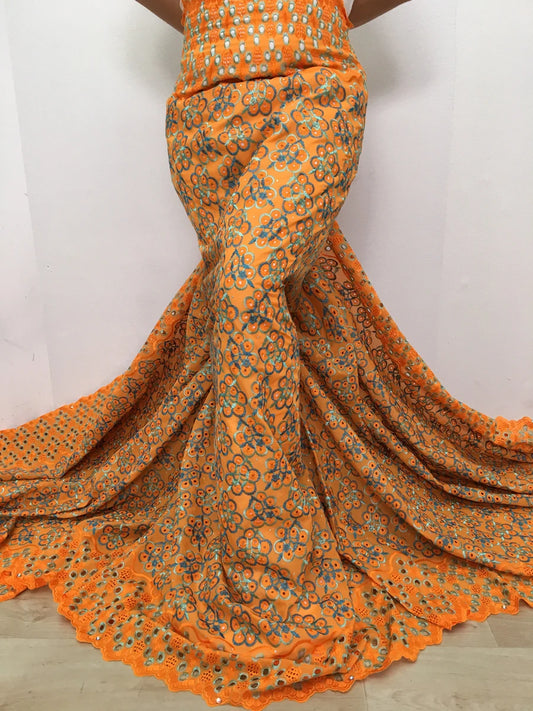 Kalume Lace 2025 African Cotton Lace Fabric High Quality Embroidered Stones Nigerian Swiss Voile Lace Fabric For Sewing F3580