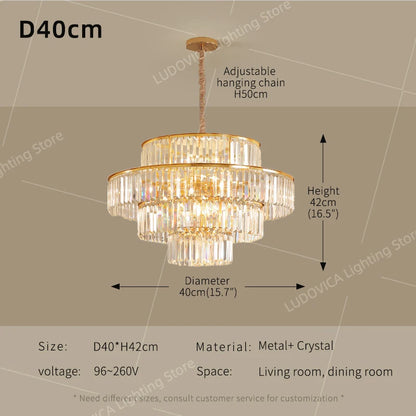 Hanging Chandelier Living Room Hall Lighting Villa Dining Table LED High-end Luxury Dining Room Crystal Chandeliers