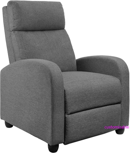 Adjustable Home Theater Recliner Chair - Thick Plush Cushions, Modern Fabric Single Sofa for Living Room (Aurora Grey)